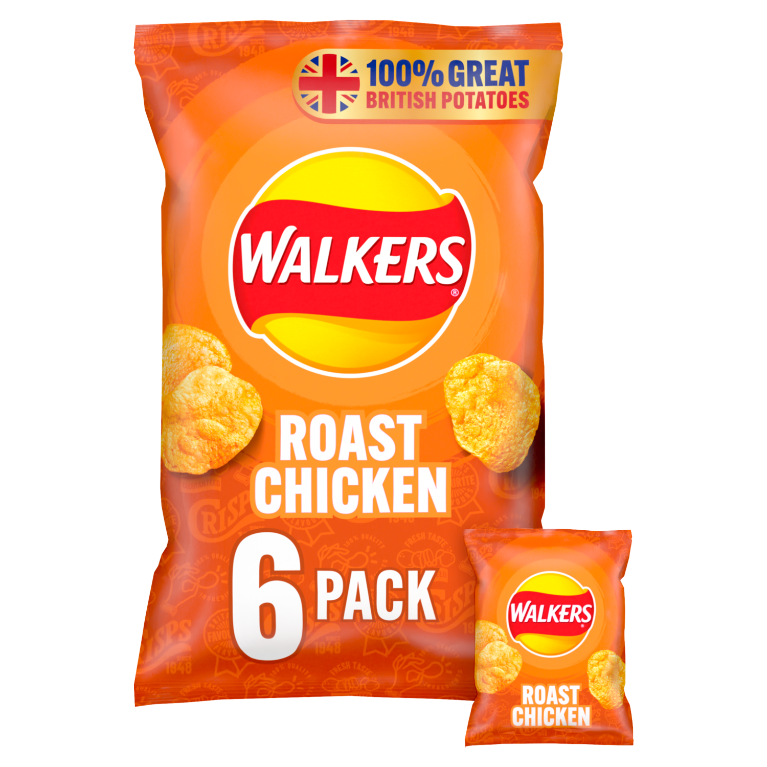 Walkers Crisps Chips Roast Chicken 6-Pack / 6 x 25g