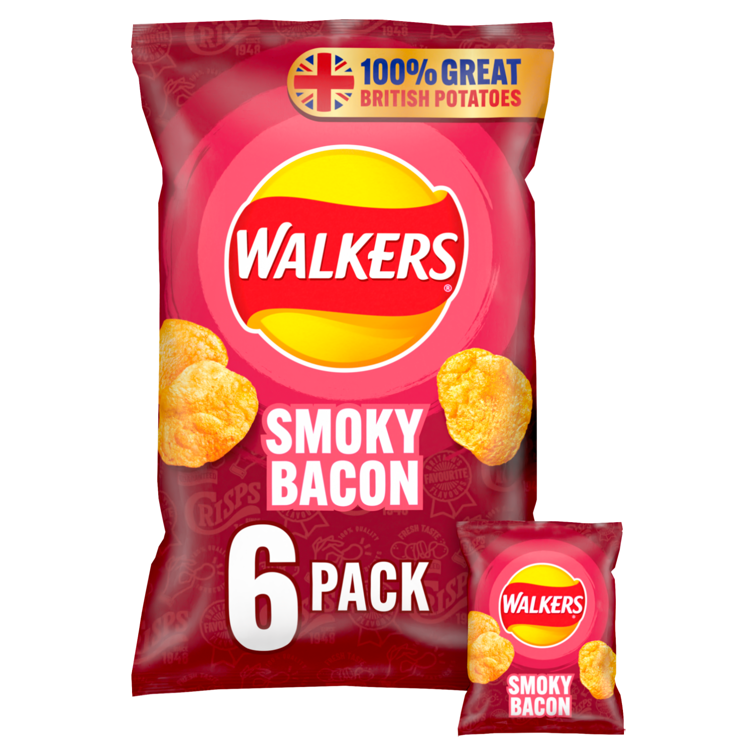 Walkers Crisps Chips Smoky Bacon 6-Pack