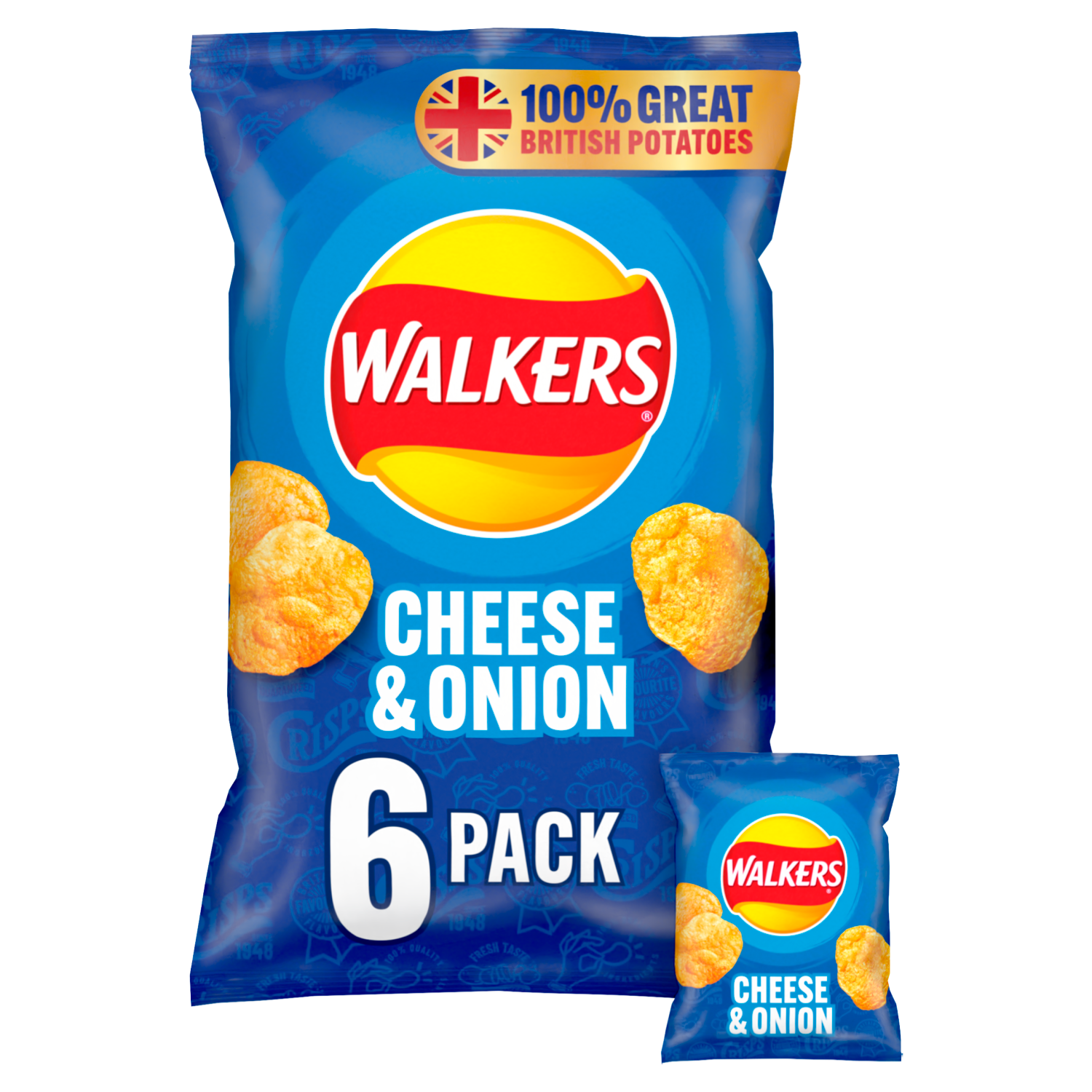 Walkers Crisps Chips Cheese & Onion 6-Pack / 6 x 25g
