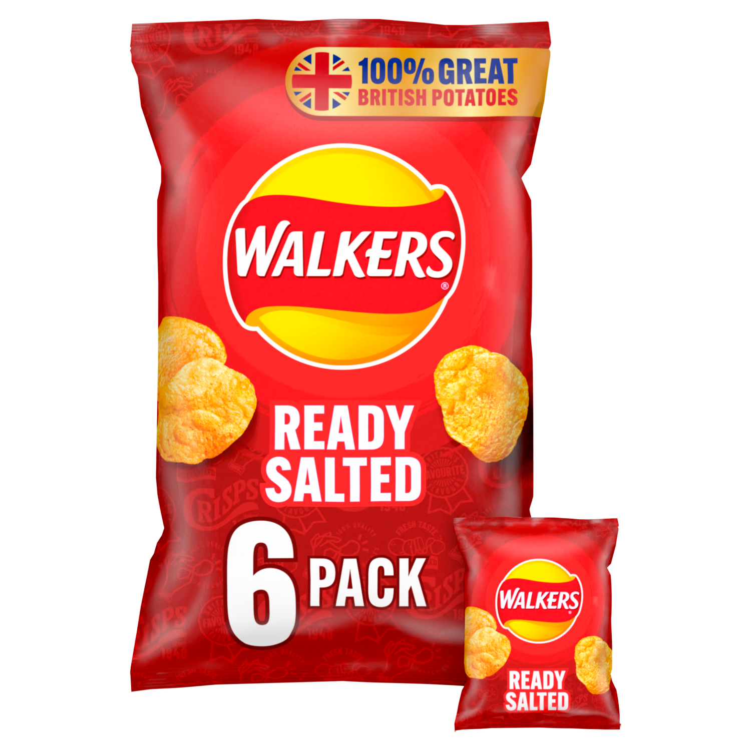 Walkers Crisps Chips Ready Salted 6-Pack / 18 x 6 x 25g