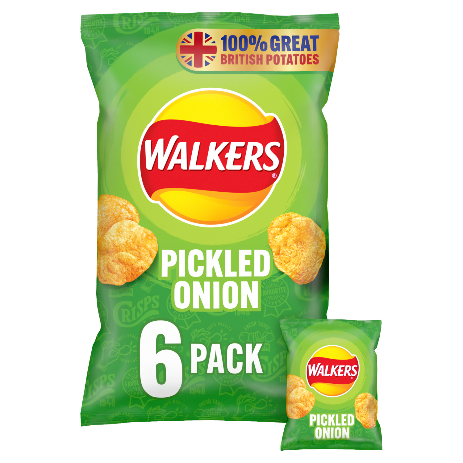 Walkers Crisps Chips Pickled Onion 6-Pack / 12 x 6 x 25g
