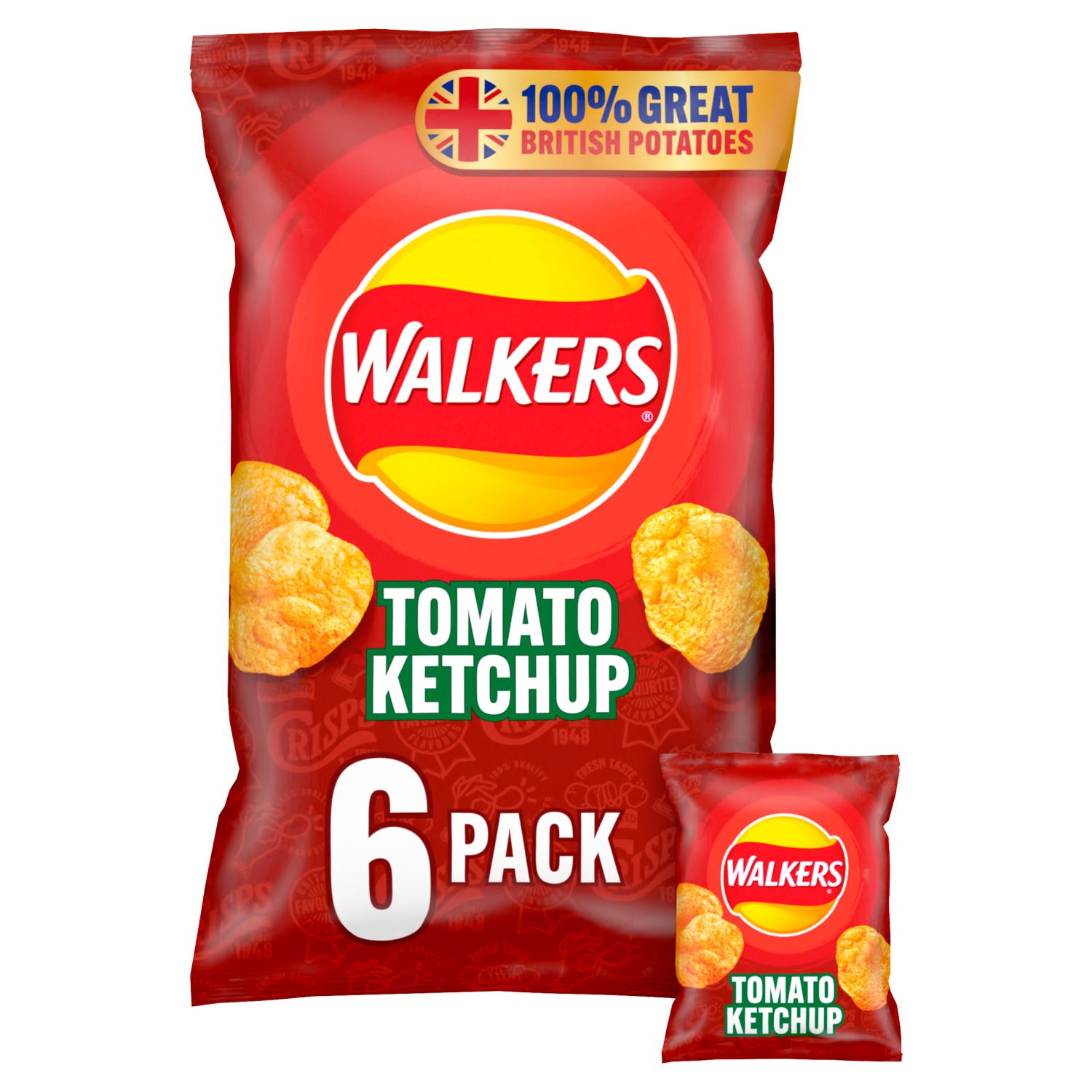 MHD Walkers Crisps Chips Tomato Ketchup 6-Pack / 6 x 25g MHD 06.04.2024