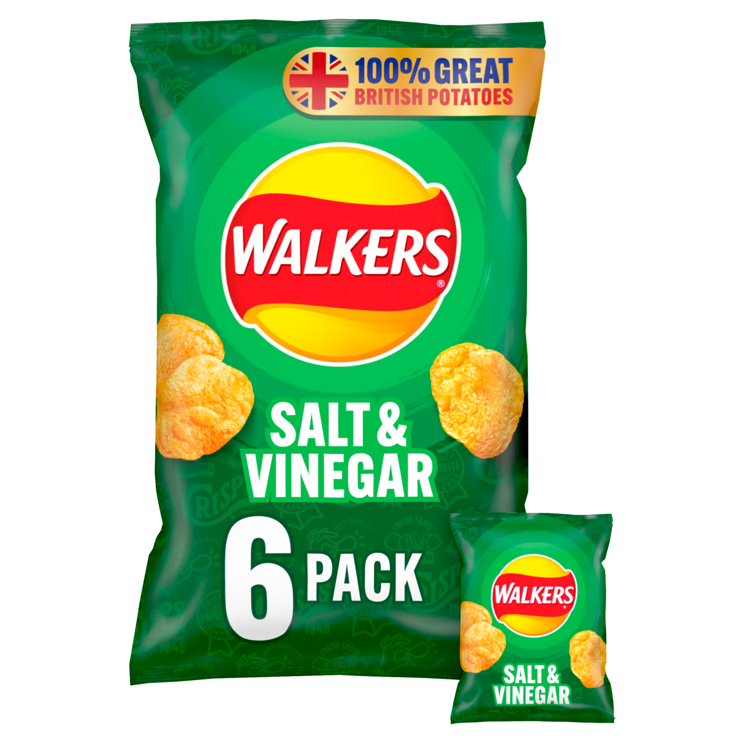 Walkers Crisps Chips Salt & Vinegar 6-Pack / 18 x 6 x 25g