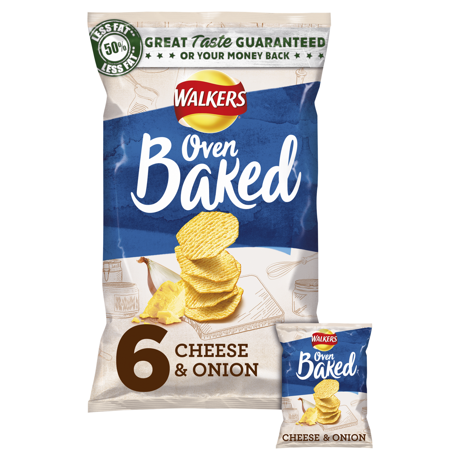 Walkers Baked Cheese & Onion 6-Pack / 18 x 6 x 25g